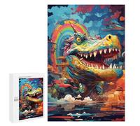 1000 PCS Jigsaw Puzzle for Teenagers Rainbow Dragon Cityscape Jigsaws for Adults Puzzle Difficult Challenge Fun Activities at Home Great Gift for Gaming 1000 PCS