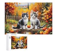 1000 PCS Jigsaw Puzzle for Teenagerss Autumn Kitten Scene Jigsaws for Adults Fun Games Birthday Present Unique Birthday And Xmas Gifts 1000 PCS