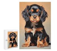 1000 PCS Jigsaw Puzzle for Teenagerss Black And Tan Cavalier King Charles Spaniel Puppy Jigsaw for Adults Fun Games But Fun And Humorous Unique Birthday And Xmas Gifts 1000 PCS