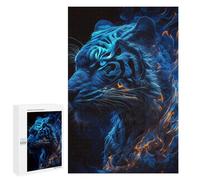1000 PCS Jigsaw Puzzle for Teenagerss Blue Flame Tiger Portrait Teenagers Puzzles Fun Games Analysis And Logic Christmas Birthday Gifts 1000 PCS