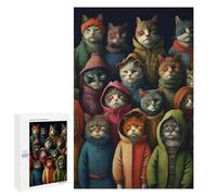 1000 PCS Jigsaw Puzzle for Teenagerss Cats in Winter Coats Teenagers Puzzles Fun Games Analysis And Logic Christmas Birthday Gifts 1000 PCS