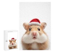 1000 PCS Jigsaw Puzzle for Teenagerss Christmas Hamster with Santa Hat Jigsaw for Adults Fun Games But Fun And Humorous Unique Birthday And Xmas Gifts 1000 PCS
