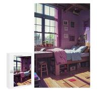 1000 PCS Jigsaw Puzzle for Teenagerss Cozy Purple Bedroom Teenagers Puzzles Fun Games Analysis And Logic Christmas Birthday Gifts 1000 PCS