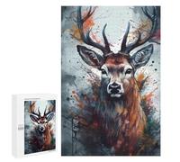 1000 PCS Jigsaw Puzzle for Teenagerss Deer Spirit Splash Art Teenagers Puzzles Fun Games Analysis And Logic Christmas Birthday Gifts 1000 PCS