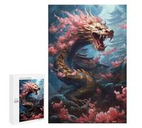 1000 PCS Jigsaw Puzzle for Teenagerss Dragon Amidst Cherry Blossoms -3 Teenagers Puzzles Fun Games Analysis And Logic Christmas Birthday Gifts 1000 PCS