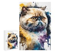 1000 PCS Jigsaw Puzzle for Teenagerss Exotic Shorthair Cat Ink Jigsaw for Adults Fun Games But Fun And Humorous Unique Birthday And Xmas Gifts 1000 PCS