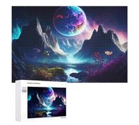 1000 PCS Jigsaw Puzzle for Teenagerss Fantasy Planet Over Mountain Range Jigsaws for Adults Fun Games Birthday Present Unique Birthday And Xmas Gifts 1000 PCS