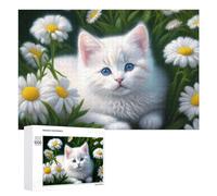 1000 PCS Jigsaw Puzzle for Teenagerss Fluffy White Kitten with Blue Eyes Jigsaws for Adults Fun Games Birthday Present Unique Birthday And Xmas Gifts 1000 PCS