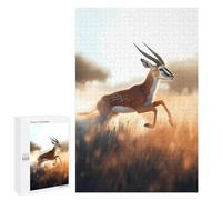 1000 PCS Jigsaw Puzzle for Teenagerss Gazelle Leaping at Sunset Jigsaw for Adults Fun Games But Fun And Humorous Unique Birthday And Xmas Gifts 1000 PCS