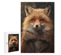 1000 PCS Jigsaw Puzzle for Teenagerss Happy Winter Smiling Fox Jigsaw for Adults Fun Games But Fun And Humorous Unique Birthday And Xmas Gifts 1000 PCS
