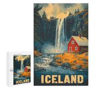 1000 PCS Jigsaw Puzzle for Teenagerss Iceland Waterfall Cabin Teenagers Puzzles Fun Games Analysis And Logic Christmas Birthday Gifts 1000 PCS