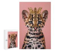1000 PCS Jigsaw Puzzle for Teenagerss Ocelot Pastel Crown Jigsaw for Adults Fun Games But Fun And Humorous Unique Birthday And Xmas Gifts 1000 PCS