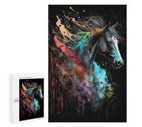 1000 PCS Jigsaw Puzzle for Teenagerss Paintsplash Horse Adult Jigsaw Puzzle Fun Games Home Decoration Fun at Home Activities, 1000 PCS