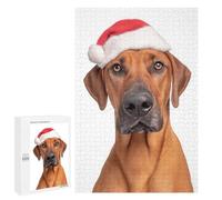 1000 PCS Jigsaw Puzzle for Teenagerss Rhodesian Ridgeback Dog with Santa Hat Portrait Jigsaw for Adults Fun Games But Fun And Humorous Unique Birthday And Xmas Gifts 1000 PCS