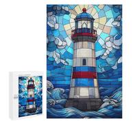 1000 PCS Jigsaw Puzzle for Teenagerss Stained Glass Lighthouse Teenagers Puzzles Fun Games Analysis And Logic Christmas Birthday Gifts 1000 PCS
