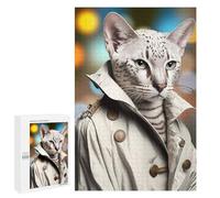 1000 PCS Jigsaw Puzzle for Teenagerss Stylish Cat in Trench Coat Teenagers Puzzles Fun Games Analysis And Logic Christmas Birthday Gifts 1000 PCS