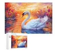1000 PCS Jigsaw Puzzle for Teenagerss Swan Serenity A Vibrant Sunset Scene Jigsaws for Adults Fun Games Birthday Present Unique Birthday And Xmas Gifts 1000 PCS