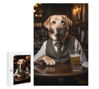 1000 PCS Jigsaw Puzzle for Teenagerss Yellow Labrador in The Pub Jigsaw for Adults Fun Games But Fun And Humorous Unique Birthday And Xmas Gifts 1000 PCS