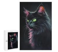 1000 PCS Jigsaw Puzzle Glowing Green Eyes Cat Art Print Jigsaw for Teenagers Hand Speed Race Wishlist with Santa Claus Toys Educational Games 1000 PCS