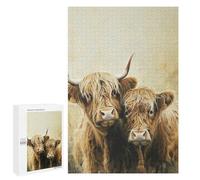 1000 PCS Jigsaw Puzzle Scottish Highland Cow Art Print Jigsaw for Teenagers Hand Speed Race Wishlist with Santa Claus Toys Educational Games 1000 PCS
