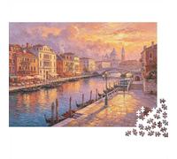 1000 Pcs Jigsaw Puzzle, Venice Grand Canal at Sunset with Gondolas and | 70x50cm Cardboard, Living Room Decor, Premium Craftsmanship, Birthday Gift, Mind Relaxation
