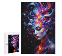 1000 PCS Jigsaw Puzzles- Abstract Woman with Fire Jigsaw for Adults Relaxing Games Staycation Kill Time Deal As Gifts for The Whole Family 1000 PCS