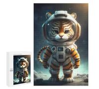 1000 PCS Jigsaw Puzzles Astronaut Space Tiger Jigsaw for Teenagerss Precision Cutting Fun Activities at Home Challenging Game And Family Play 1000 PCS
