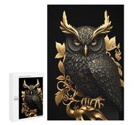 1000 PCS Jigsaw Puzzles Black And Gold Owl Jigsaw Puzzles for Teenagerss But Fun And Humorous Every Piece Is Unique - Learning Educational Toys 1000 PCS
