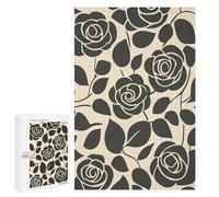 1000 PCS Jigsaw Puzzles Black And White Rose Mid Century Jigsaw for Teenagerss Precision Cutting Fun Activities at Home Challenging Game And Family Play 1000 PCS