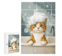 1000 PCS Jigsaw Puzzles Cat in A Bubble Bath Jigsaw for Teenagerss Precision Cutting Fun Activities at Home Challenging Game And Family Play 1000 PCS