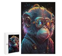 1000 PCS Jigsaw Puzzles Charming Chimpanzee with Glasses Jigsaw for Teenagerss Precision Cutting Fun Activities at Home Challenging Game And Family Play 1000 PCS