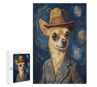 1000 PCS Jigsaw Puzzles Chihuahua in Starry Night Jigsaw for Teenagerss Precision Cutting Fun Activities at Home Challenging Game And Family Play 1000 PCS