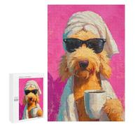 1000 PCS Jigsaw Puzzles Chill Pup with Coffee Mug -3 Jigsaw Puzzles for Teenagers Stress Reliever Train Your Brain And Hands Learning Educational Toys 1000 PCS