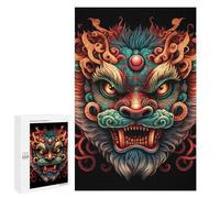 1000 PCS Jigsaw Puzzles Chinese Dragon Mask Art Print Jigsaw for Teenagerss Precision Cutting Fun Activities at Home Challenging Game And Family Play 1000 PCS