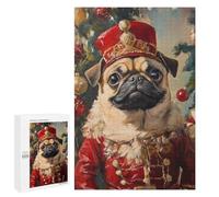1000 PCS Jigsaw Puzzles Christmas Pug in Red Uniform Puzzles for Teenagers Enhance Memory Difficult And Challenge Brainteaser Family Games 1000 PCS