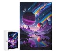 1000 PCS Jigsaw Puzzles Colorful Alien Landscape with Planets Jigsaw for Teenagerss Precision Cutting Fun Activities at Home Challenging Game And Family Play 1000 PCS