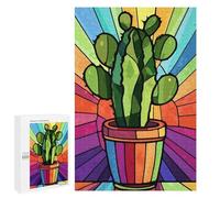 1000 PCS Jigsaw Puzzles Colorful Cactus Pot Art Print Adult Jigsaw Puzzles Enhance Memory Educational Challenge Toys Educational Games 1000 PCS