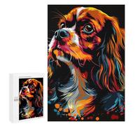 1000 PCS Jigsaw Puzzles Colorful Cavalier King Charles Spaniel Art Print Jigsaw for Teenagerss Precision Cutting Fun Activities at Home Challenging Game And Family Play 1000 PCS