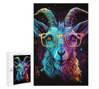 1000 PCS Jigsaw Puzzles Colorful Goat Art Print Jigsaws for Adults Anti-Stress Toys Staycation Kill Time Parent-child Interaction 1000 PCS
