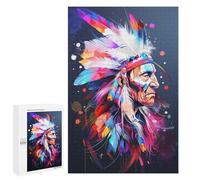 1000 PCS Jigsaw Puzzles Colorful Native American Chief Art Print Adult Jigsaw Puzzles Enhance Memory Educational Challenge Toys Educational Games 1000 PCS