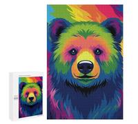 1000 PCS Jigsaw Puzzles Colorful Rainbow Bear Art Print Jigsaw for Teenagerss Precision Cutting Fun Activities at Home Challenging Game And Family Play 1000 PCS