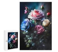 1000 PCS Jigsaw Puzzles Colorful Rose Bouquet Jigsaw for Teenagerss Precision Cutting Fun Activities at Home Challenging Game And Family Play 1000 PCS