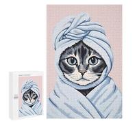 1000 PCS Jigsaw Puzzles- Cute Bathroom Cat Poster Jigsaw for Adults Relaxing Games Staycation Kill Time Deal As Gifts for The Whole Family 1000 PCS