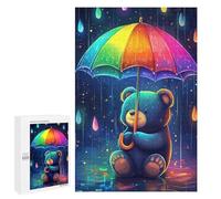 1000 PCS Jigsaw Puzzles Cute Bear Rainbow Rain Jigsaw for Teenagerss Precision Cutting Fun Activities at Home Challenging Game And Family Play 1000 PCS