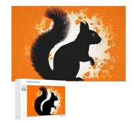 1000 PCS Jigsaw Puzzles Cute Squirrel Silhouette Wooden Puzzle Personalized Picture Puzzle Family Decoration Puzzles for Adults Challenging Puzzle Family Wedding Graduation Present