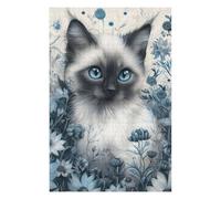 1000 PCS Jigsaw Puzzles Cute Whimsical Siamese Cat Adult Jigsaw Puzzle Hands-on Game Hand Speed Race Unique Gifts for Birthday And Christmas 1000 PCS