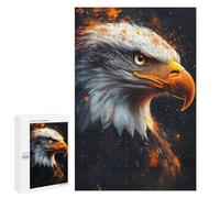 1000 PCS Jigsaw Puzzles- Eagle Portrait with Orange Splatter Jigsaw for Adults Relaxing Games Staycation Kill Time Deal As Gifts for The Whole Family 1000 PCS
