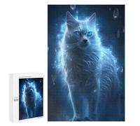 1000 PCS Jigsaw Puzzles Enchanted Glowing Cat Art Print Jigsaws for Adults Anti-Stress Toys Staycation Kill Time Parent-child Interaction 1000 PCS