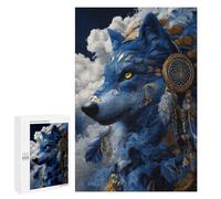 1000 PCS Jigsaw Puzzles Ethereal Blue Wolf Artwork Jigsaws for Adults Puzzle For Family Fun Difficult And Challenge Educational Family Game 1000 PCS