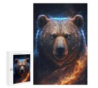 1000 PCS Jigsaw Puzzles- Flaming Bear Portrait Jigsaw for Adults Relaxing Games Staycation Kill Time Deal As Gifts for The Whole Family 1000 PCS